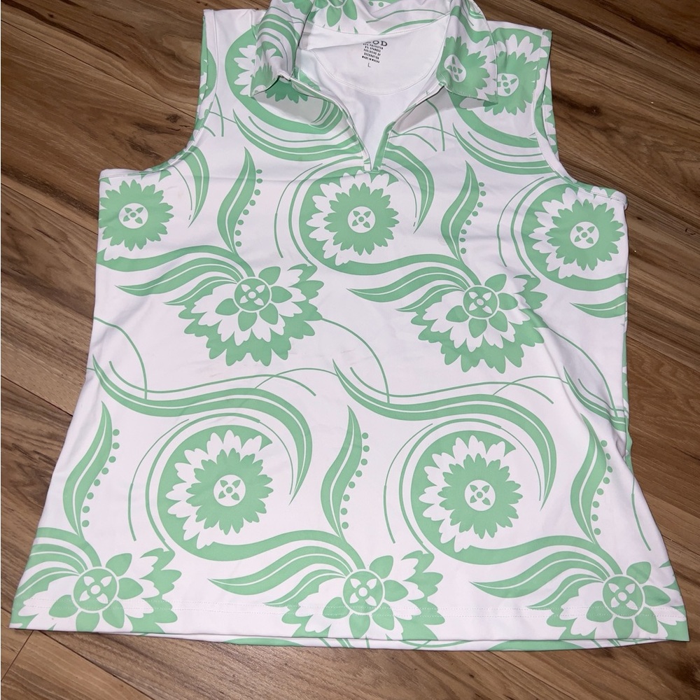 Izod Green and White Floral Tank Top